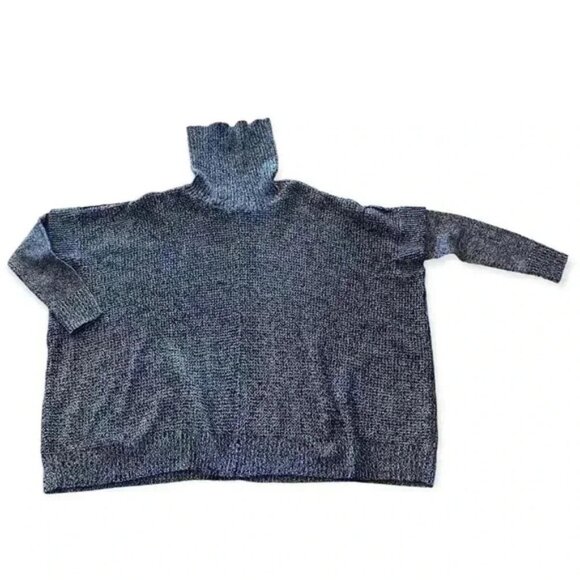 ALYA boxy oversized black cable knit cowl neck sweater women size medium - Picture 8 of 15